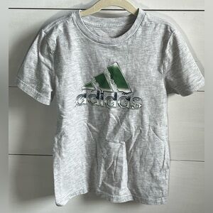 Adidas Kids Gray and Green Logo Tee